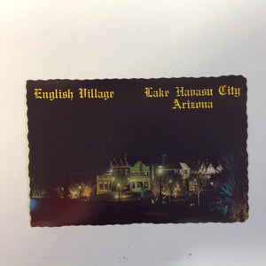 Vintage Petley Scalloped Edge Color Postcard Nighttime City of London Arms English Village Lake Havasu City Arizona