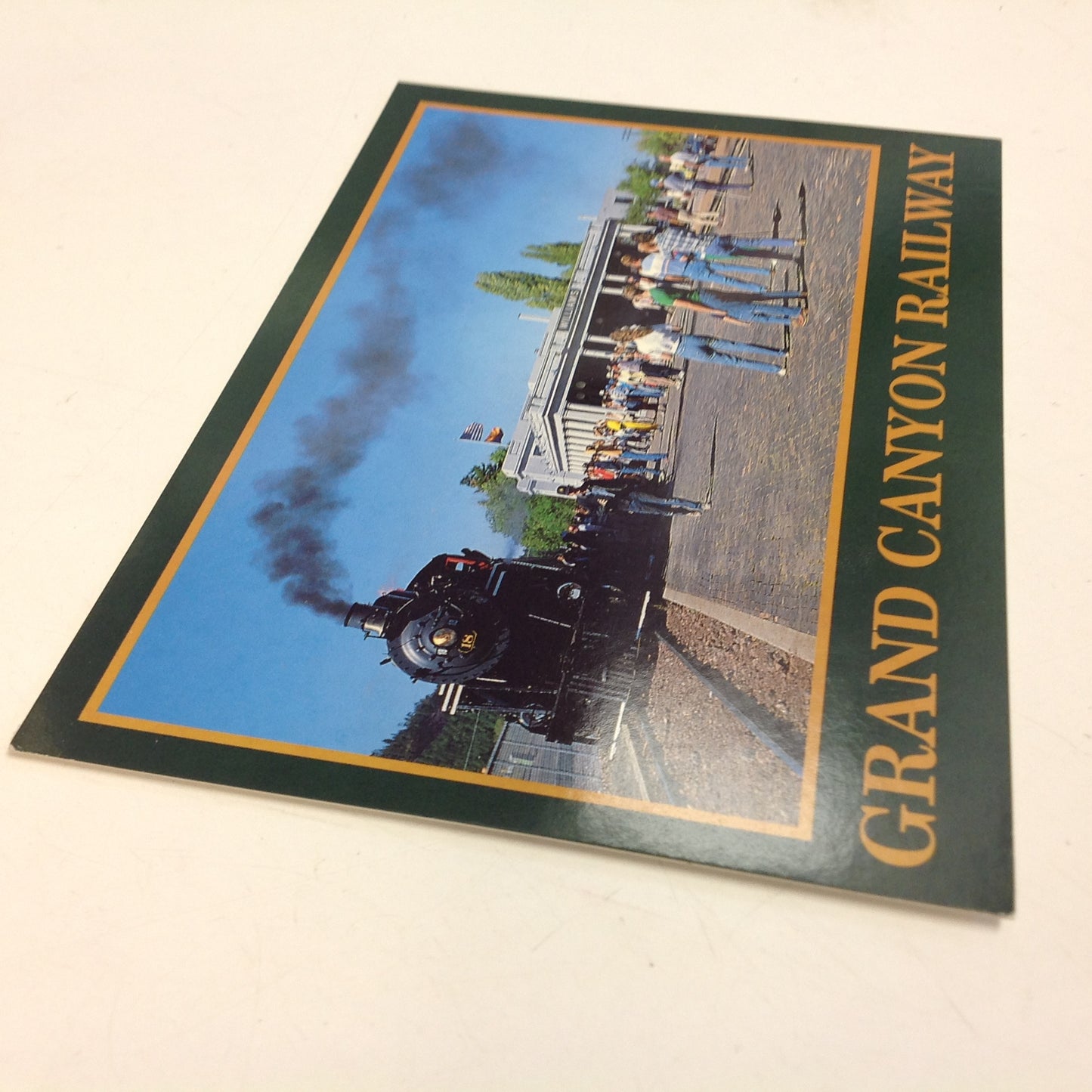 Vintage Color Postcard Mitch Adams Photo Passengers at Grand Canyon Railway Williams-Grand Canyon Depot Arizona