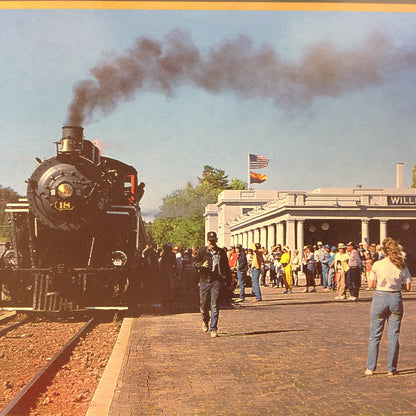 Vintage Color Postcard Mitch Adams Photo Passengers at Grand Canyon Railway Williams-Grand Canyon Depot Arizona