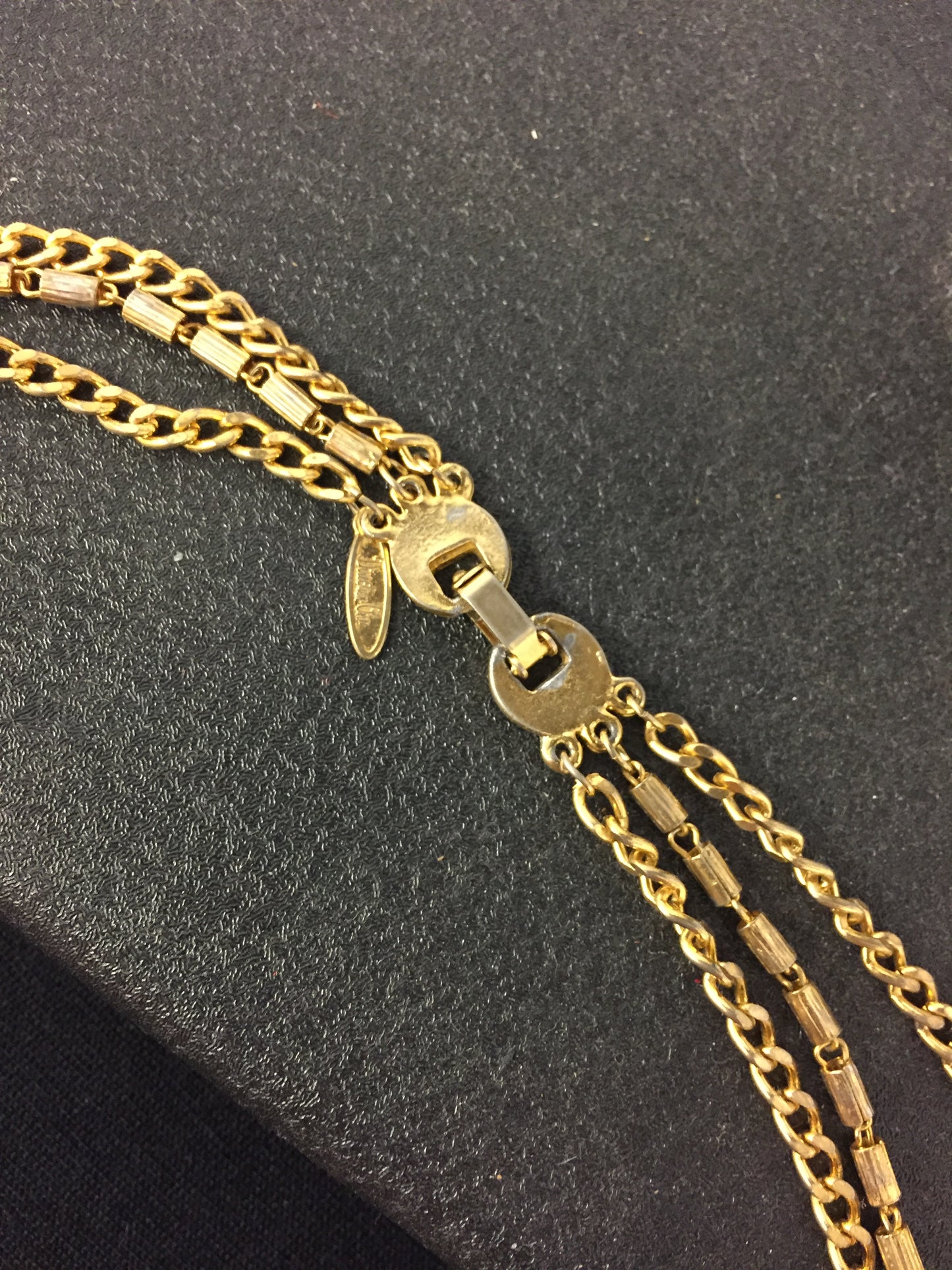 Vintage 1970's Designer Direction One Triple Chain Goldtone Necklace