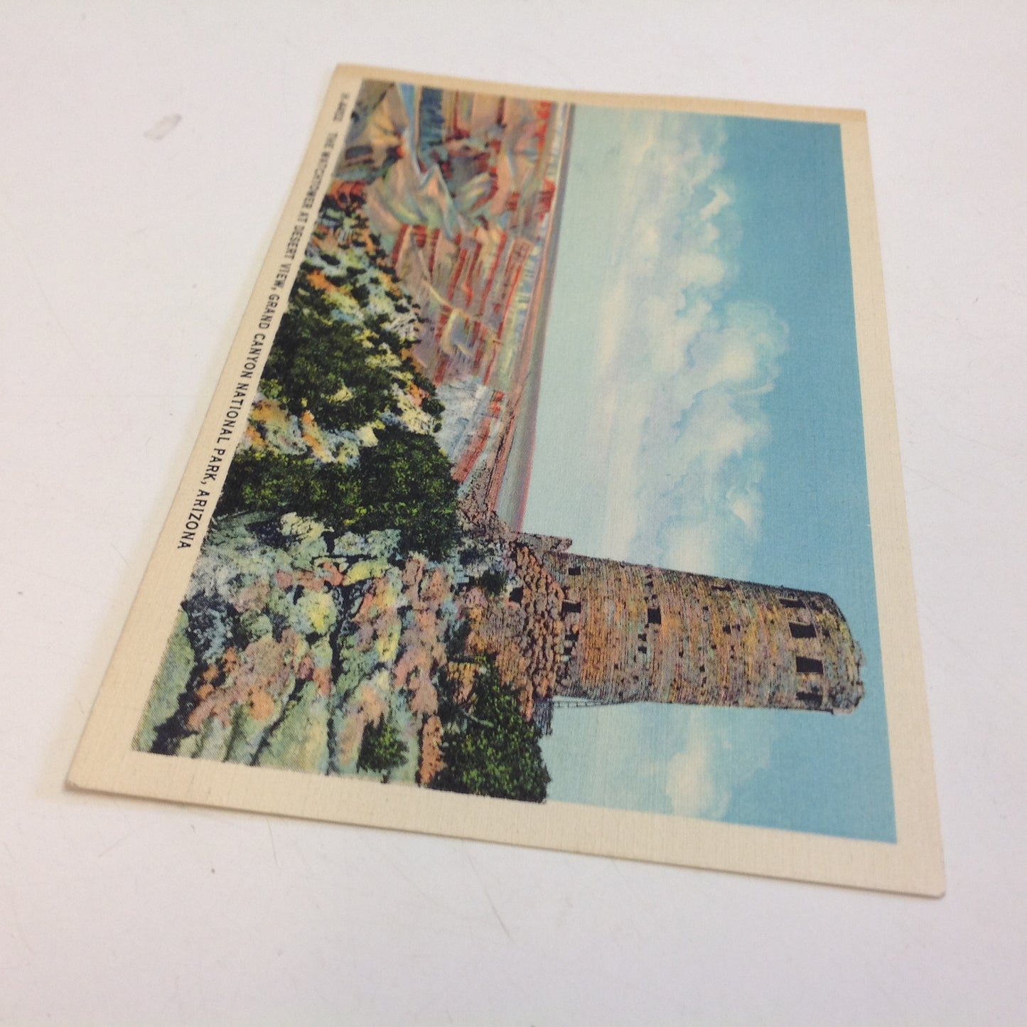 Vintage Mid Century Fred Harvey Color Postcard Watchtower at Desert View Grand Canyon National Park Arizona