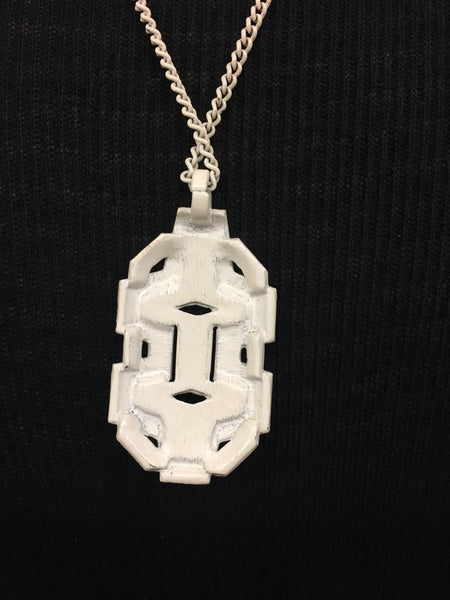 Vintage 1970's All White Abstract Pendant Necklace Unsigned Great Movement