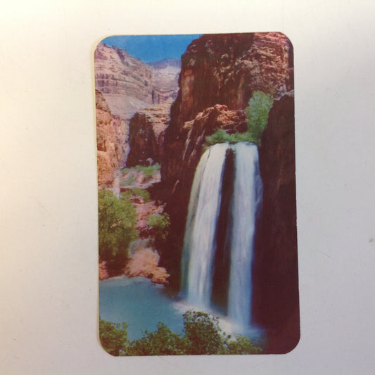 Vintage Round Edged Kodachrome Natural ColorCard Postcard Havasu Falls Near Supai Grand Canyon National Park Creek Blue-Green Pool Arizona