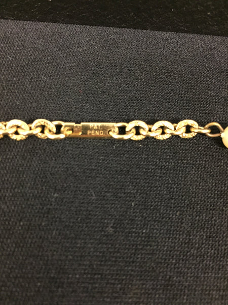 Vintage Goldtone Faux Pearl Caged Pendant Necklace Statement Piece