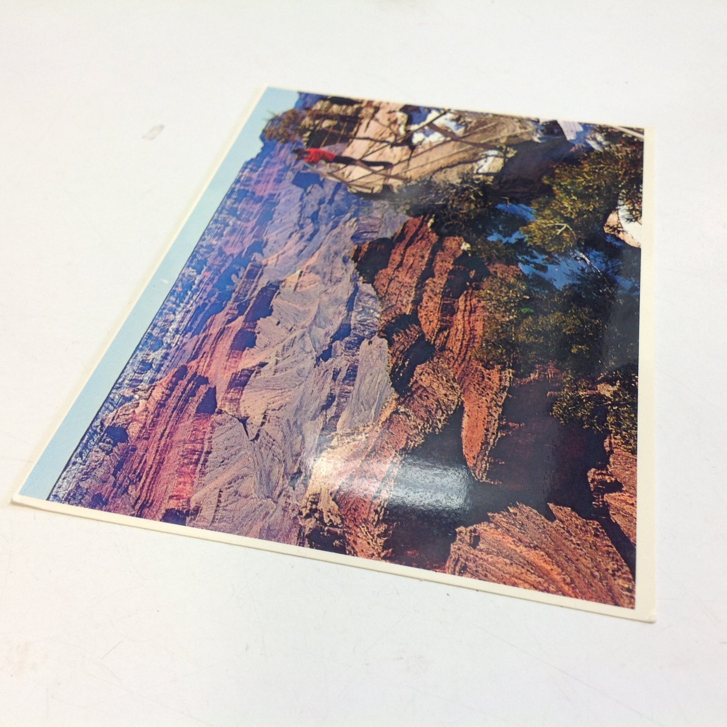 Vintage Petley Studios Souvenir Plastichrome Color Postcard Visitor at Viewpoint in Grand Canyon National Park Arizona