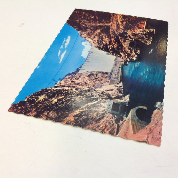 Vintage Petley Continental Card Souvenir Scalloped Edge Color Postcard Hoover Dam Near River Level Between Canyon Walls Nevada