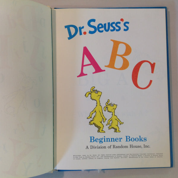 Vintage 1965 Hardcover Beginner Books Dr. Seuss DR SEUSS'S A B C