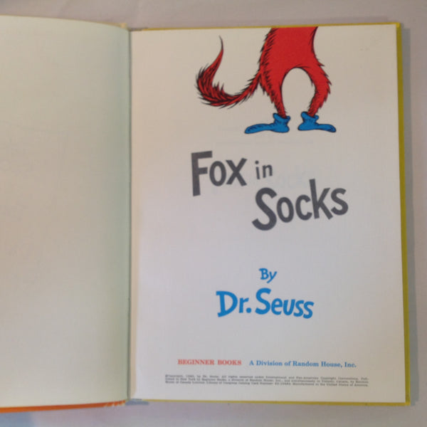 Vintage 1963 Hardcover Beginner Books Dr. Seuss FOX IN SOCKS