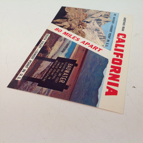 Vintage Colourpicture Plastichrome Color Souvenir Postcard Mt Whitney Highest Point in US Death Valley Lowest Point in US Greetings from California