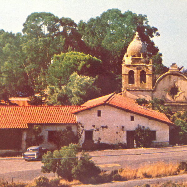 Vintage Souvenir Color Postcard John H Atkinson Photo Mission San Carlos Borromeo Carmel California