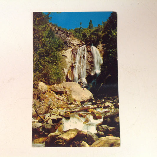 Vintage Souvenir Sequoia and Kings Canyon National Parks Company Color Mirro-Krome Hubert Lowman Photo Postcard Grizzly Creek Falls Cedar Grove Sierra Nevada Kings Canyon California