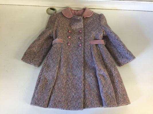 Vintage 1970's Pink Tweed Fit & Flair Child's Coat FW Fischer Designs For Ellerie Fashions Sz 5 Little Girl