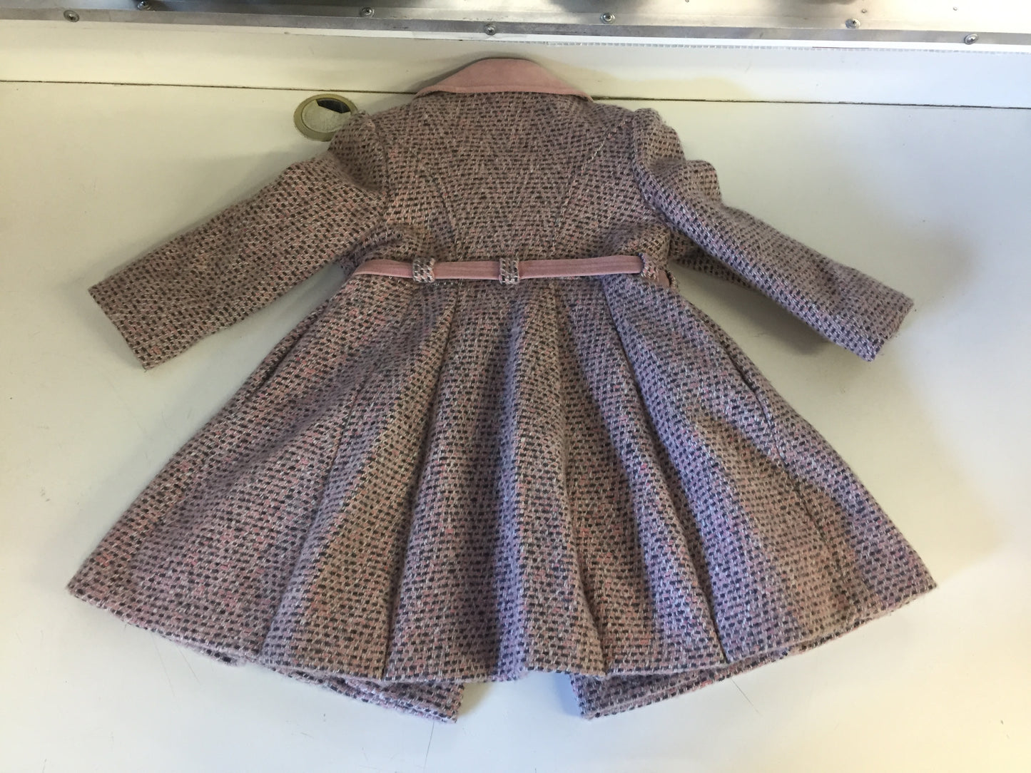 Vintage 1970's Pink Tweed Fit & Flair Child's Coat FW Fischer Designs For Ellerie Fashions Sz 5 Little Girl