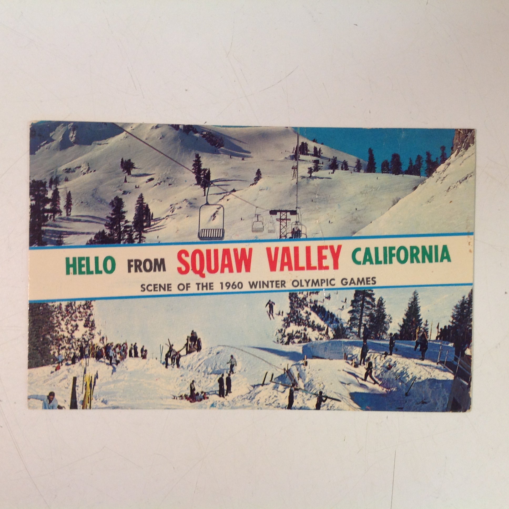 Vintage 1966 Fritz Vibe Post Card Service Color Plastichrome Souvenir Postcard Hello From Squaw Valley California
