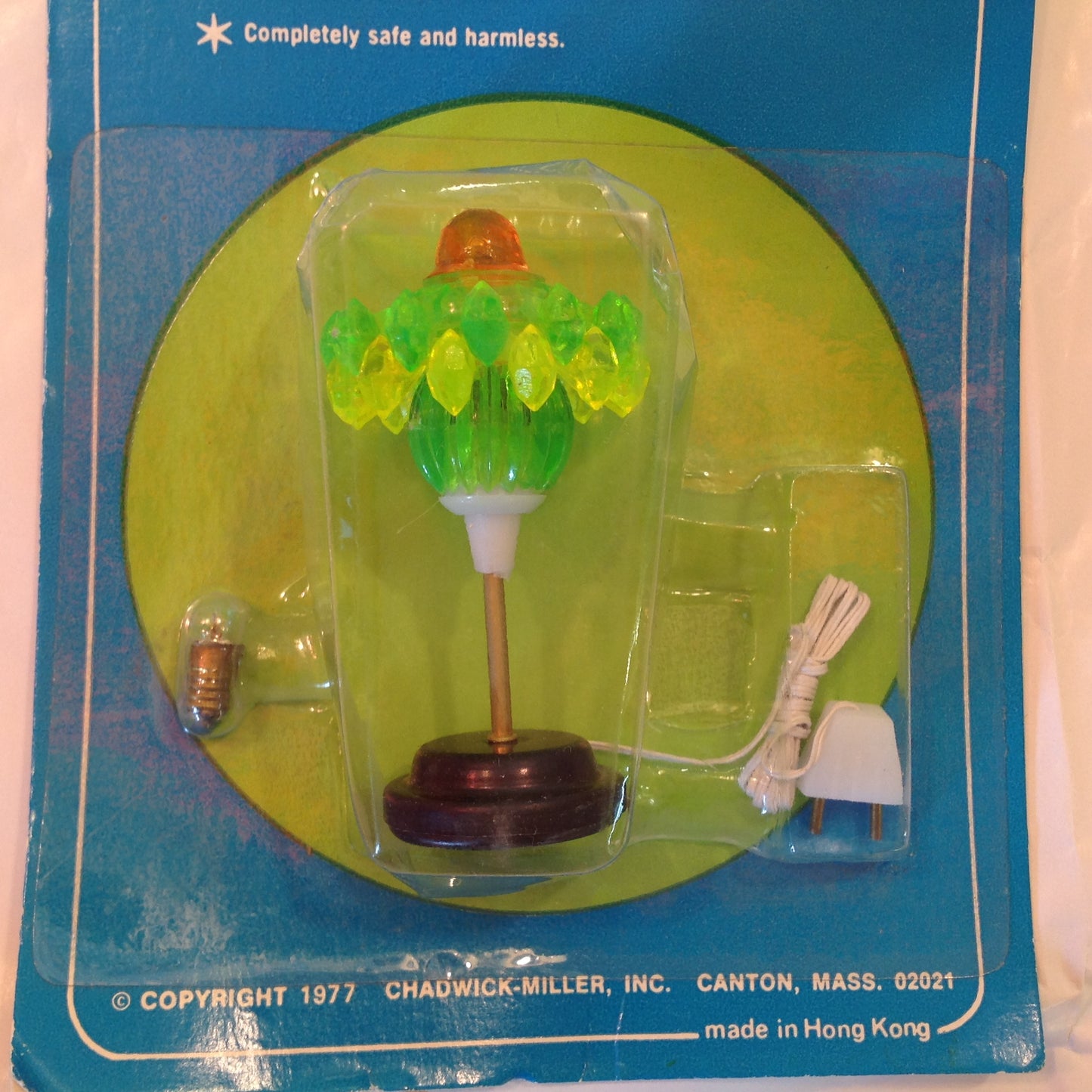 Vintage 1977 NOS Chadwick-Miller Dollhouse Miniature Electric Lamp No. 93433 Green Orange Pendant