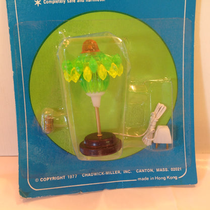 Vintage 1977 NOS Chadwick-Miller Dollhouse Miniature Electric Lamp No. 93433 Green Orange Pendant