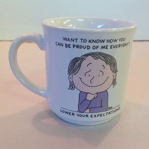 Vintage 1980's Barbara Dale Cartoon Coffee Mug Lower Your Expectations