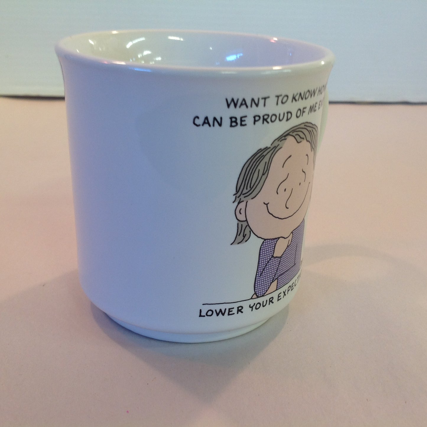 Vintage 1980's Barbara Dale Cartoon Coffee Mug Lower Your Expectations
