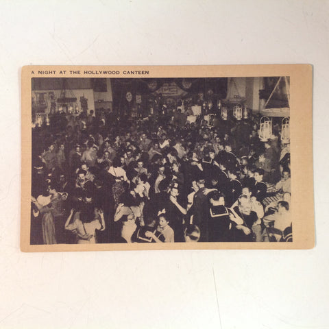 Vintage Longshaw Card Co Souvenir B&W Postcard A Night at the Hollywood Canteen California