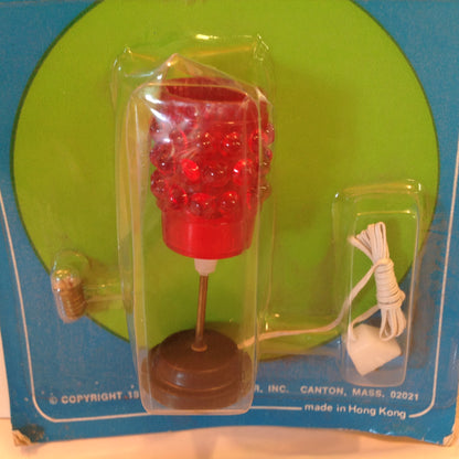 Vintage 1977 NOS Chadwick-Miller Dollhouse Miniature Electric Lamp No. 93441 Red Bubble Shade