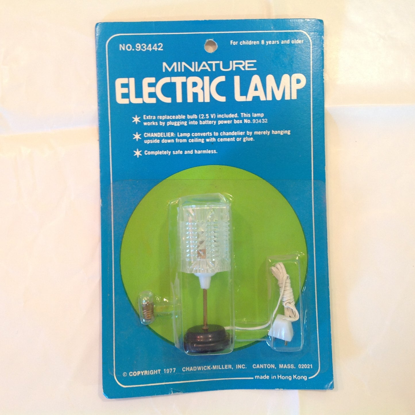 Vintage 1977 NOS Chadwick-Miller Dollhouse Miniature Electric Lamp No. 93442 Clear Crystal Shade