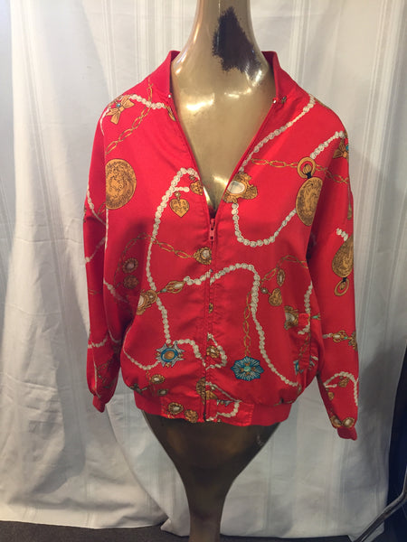 Vintage 1990's Light Weight Ladies Patterned Jacket Zip up