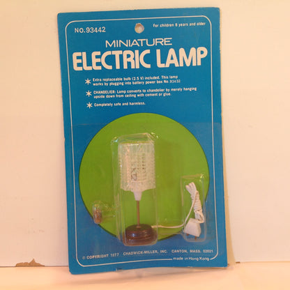 Vintage 1977 NOS Chadwick-Miller Dollhouse Miniature Electric Lamp No. 93442 Clear Crystal Shade