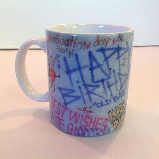 Vintage 1991 Xpres Inc The Creative Source Greeting Messages Graffiti Porcelain Coffee Mug