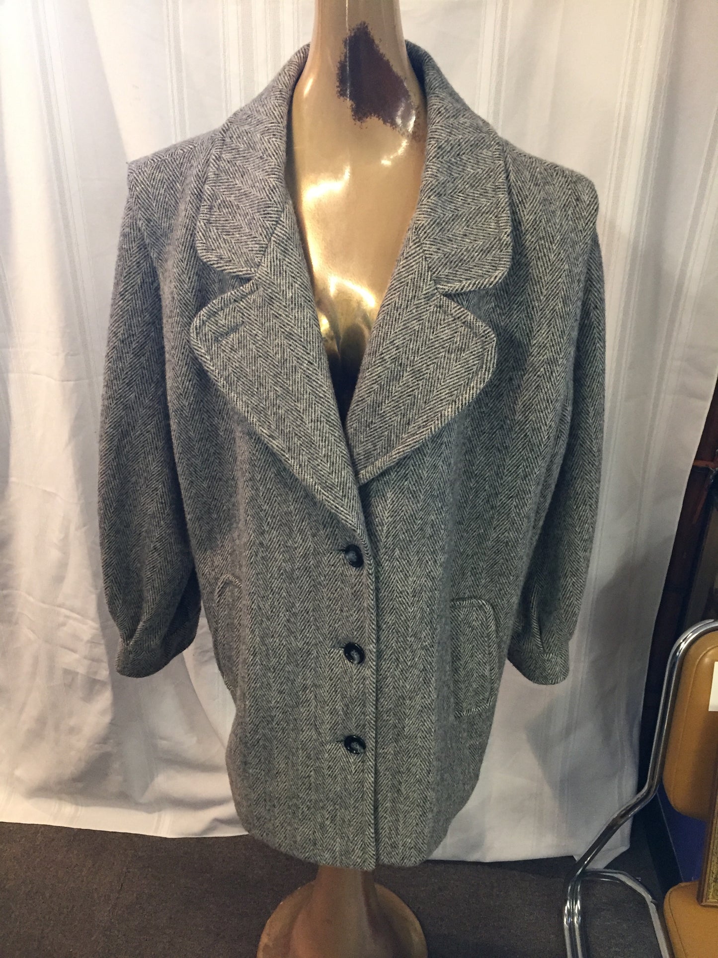 Vintage Noble Fashions Heavy Gray Wool Coat Made in The USA