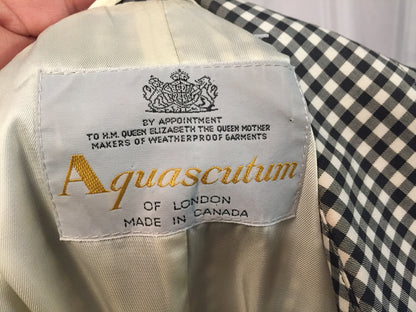 Vintage 1980's Aquascutum Of London Black & White Checkered Ladies Water Proof