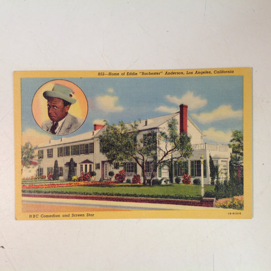 Vintage Mid Century Western Publishing and Novelty Co CT Color-Tone Souvenir Color Postcard Home of Eddie Rochester Anderson NBC Comedian Los Angeles California