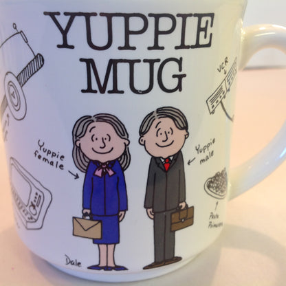 Vintage 1980's Barbara Dale Cartoon Yuppie Mug Porcelain Coffee Mug