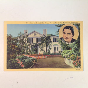 Vintage Western Publishing Co Curteich Art-Colortone Color Postcard Home of Mr and Mrs Tyrone Power Brentwood California