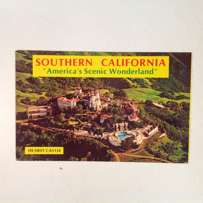 Vintage 1977 Plastichrome by Colourpicture Aerial View of Hearst Castle and Grounds Southern California America's Scenic Wonderland