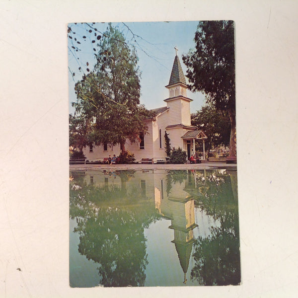 Vintage 1968 Dexter Press Souvenir Color Postcard Church of Reflections Knott's Berry Farm and Ghost Town Buena Park California