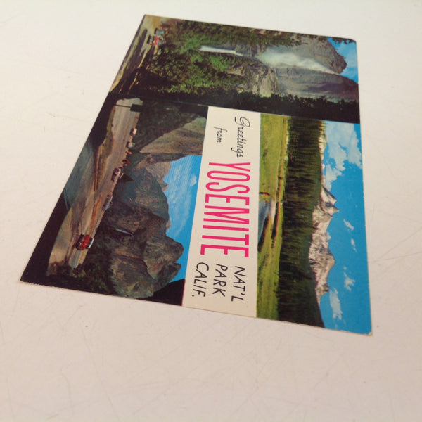 Vintage Western Publishing and Novelty Curteichcolor Souvenir Color Postcard GREETINGS FROM YOSEMITE NATIONAL PARK CALIFORNIA Montage