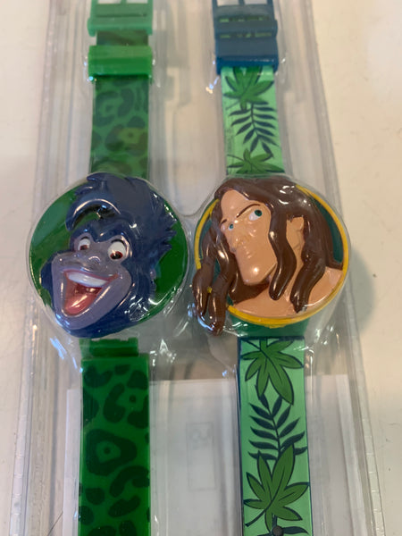 Vintage Late 1990's Disney's Tarzan Digital Watches Set 2 NOS Sealed Flip Top