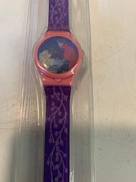 Vintage Walt Disney's Flip Top Sleeping Beauty Pink Digital Watch NOS Sealed