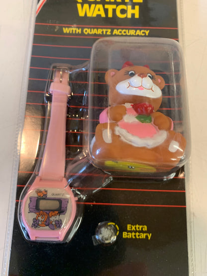 Vintage 1990's Quartz Pink Digital Watch Lady Bear Pencil Sharpener NOS Sealed