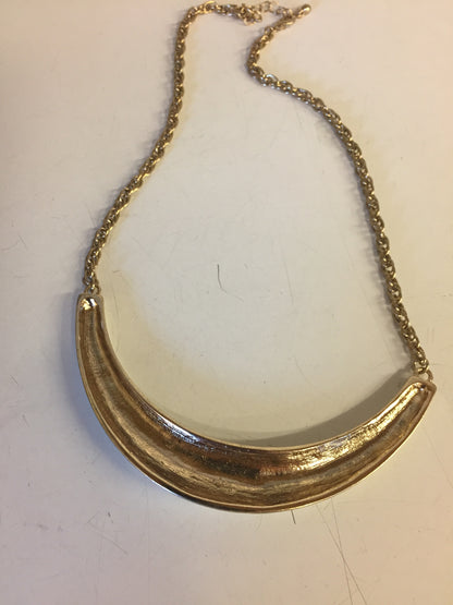 Vintage Goldtone White Enamel Curved Bar Necklace Collar