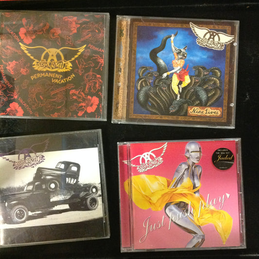 4 Disc SET BARGAIN CDs Aerosmith Just Push Play Pump Permanent Vacation Nine Lives