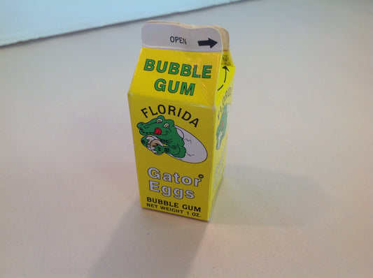 Vintage 1980's Lenny's Florida Gator Eggs Bubble Gum Novelty Milk Carton Candy Container