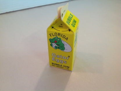 Vintage 1980's Lenny's Florida Gator Eggs Bubble Gum Novelty Milk Carton Candy Container