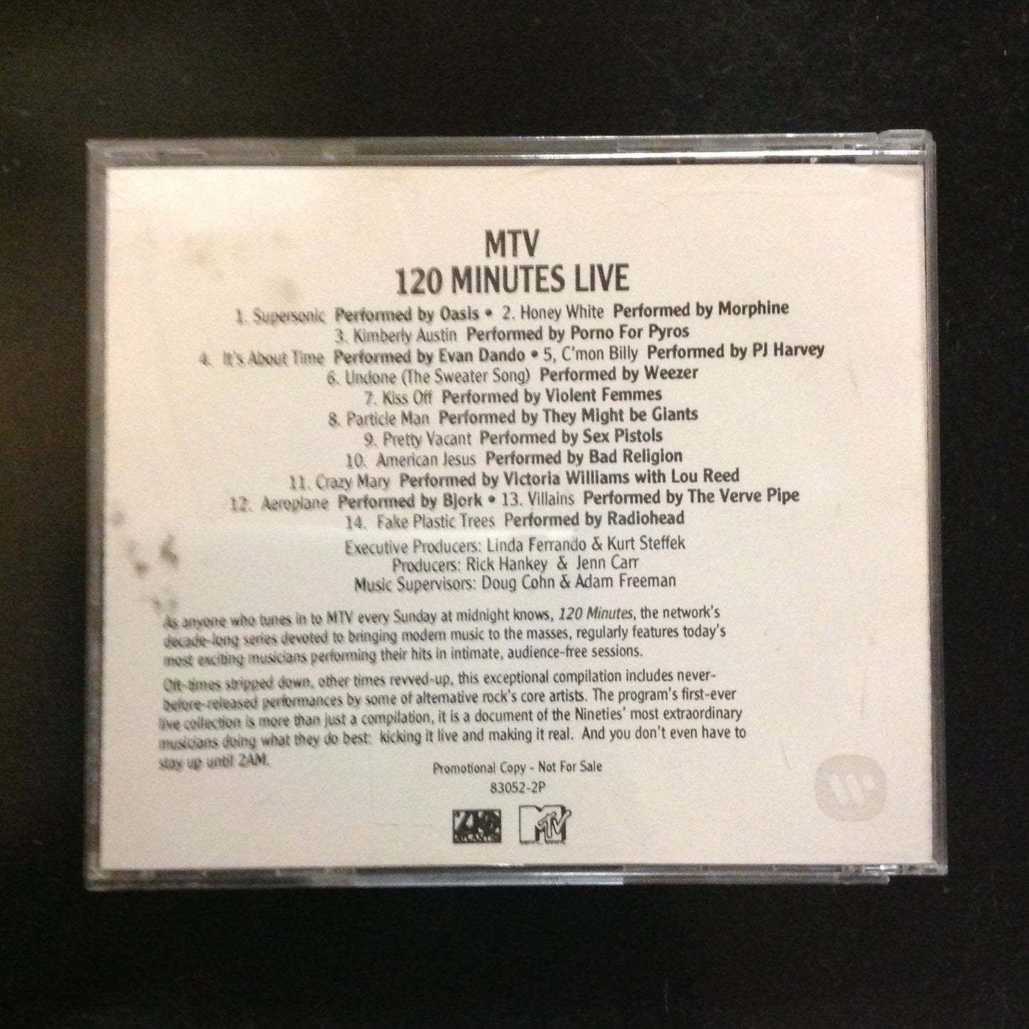 CD PROMO MTV 120 Minutes Live 1998 RARE Various Artists 83052-2P RARE