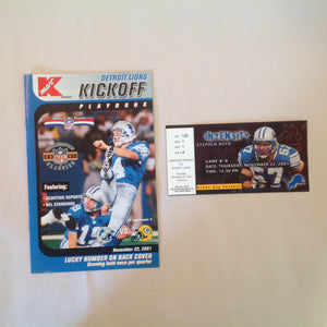Vintage November 22 2001 Detroit Lions Presents: Kickoff Playbook Thanksgiving Classic Lions Vs. Green Bay Packers