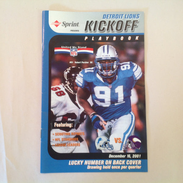 Vintage December 16 2001 Detroit Lions Presents: Kickoff Playbook Lions Vs. Minnesota Vikings