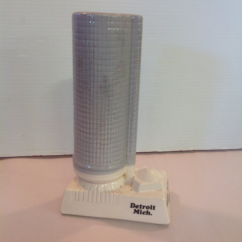 Vintage 1979 Porcelain Detroit Plaza World's Tallest Hotel Central Tower Vessel