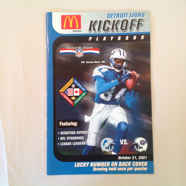 Vintage October 21 2001 Detroit Lions Presents: Kickoff Playbook Lions Vs. Tennessee Titans