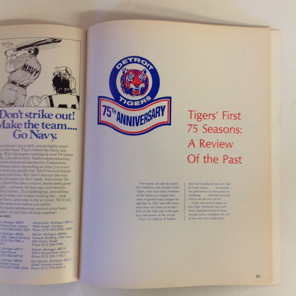 Vintage Official 1976 Detroit Tigers 75th Anniversary Yearbook