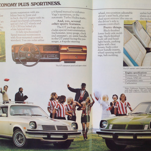 Vintage 1974-75 Chevrolet VEGA '75 Informational Sales Brochure Color Photo GMC